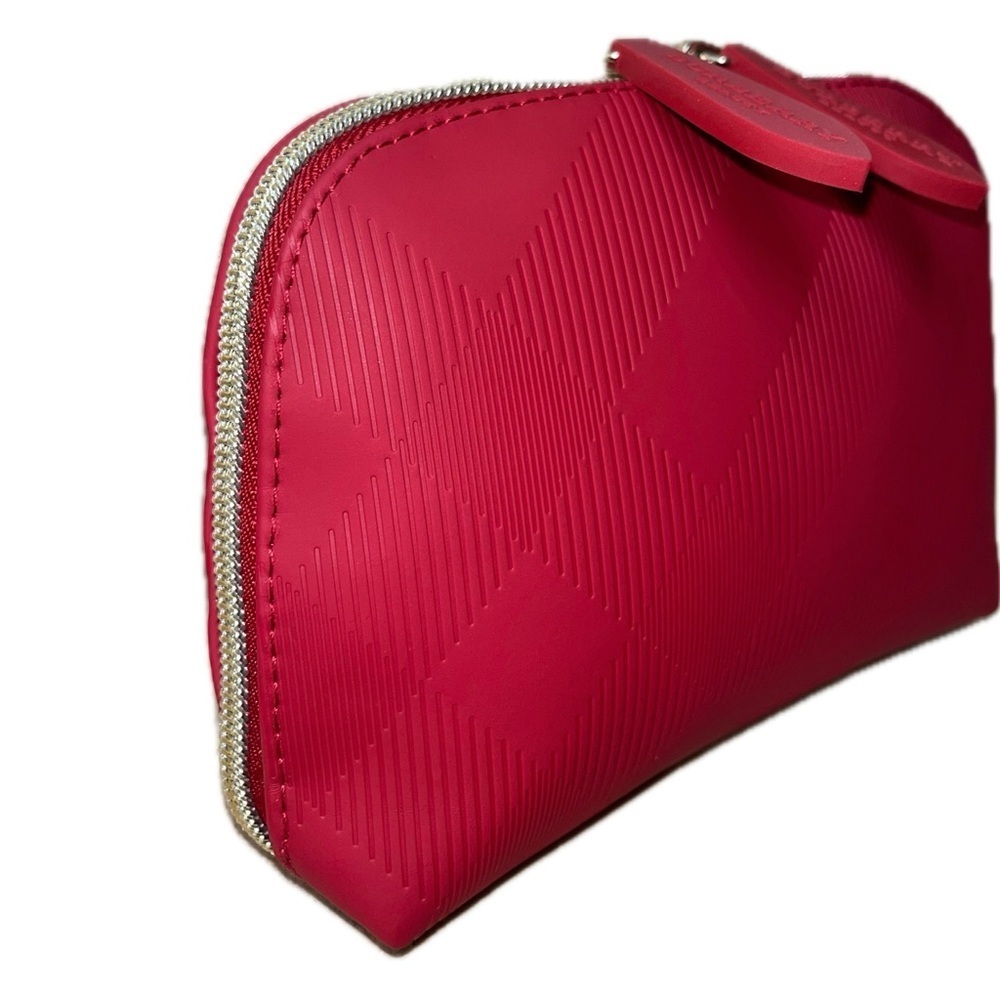 Burberry Cosmetic Travel Beauty Bag, Red, Gold-tone Double Zippers, NWOT - Picture 3 of 8